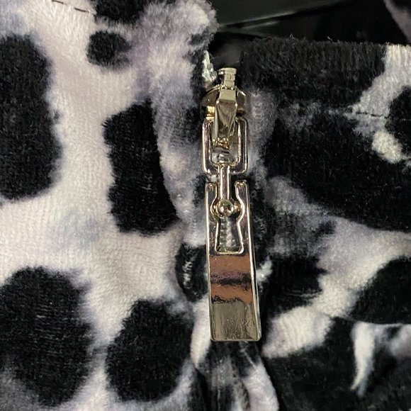 Womens‎ Vintage ONQUE CASUAL Full Zip Velour Grey Cheetah print Jacket Sz M - Picture 3 of 11